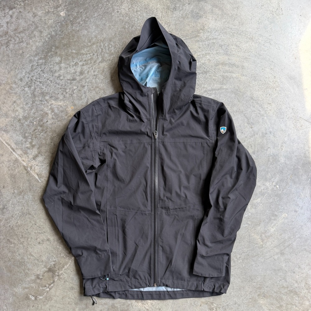 Nice Mens KUHL PROJEKT Stretch Voyagr Zip Up Hooded Rain Jacket Medium M Black